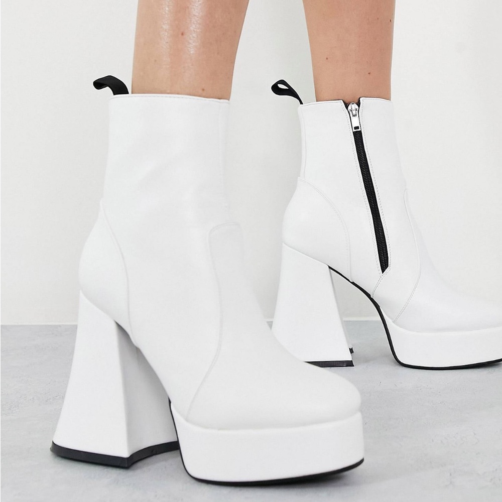 Flare heeled platform boots